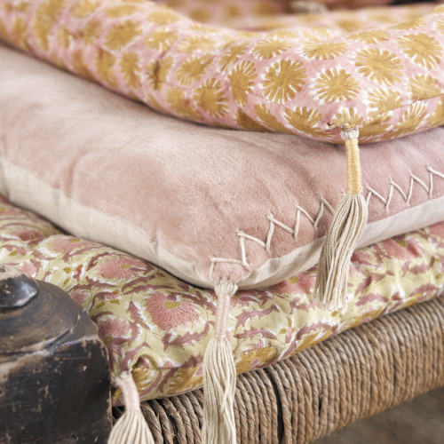 MATTÉO Futon in cotton velvet and linen - 180 x 80 cm - Pink