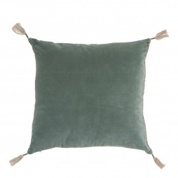Coussin MATTEO velours et lin - Céladon