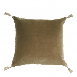 Coussin MATTEO velours et lin - Taupe