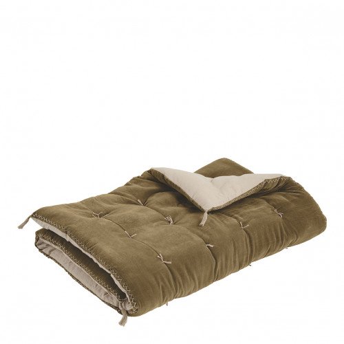 Futon MATTEO en velours de coton et lin - Taupe