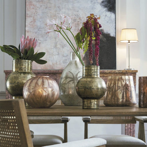 Vase Mirage boule rose doré mat