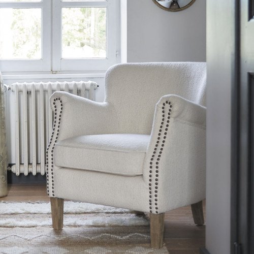 Fauteuil CLAUDE bouclette - Crème