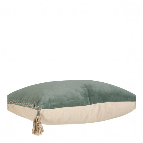 Coussin MATTEO velours et lin - Céladon