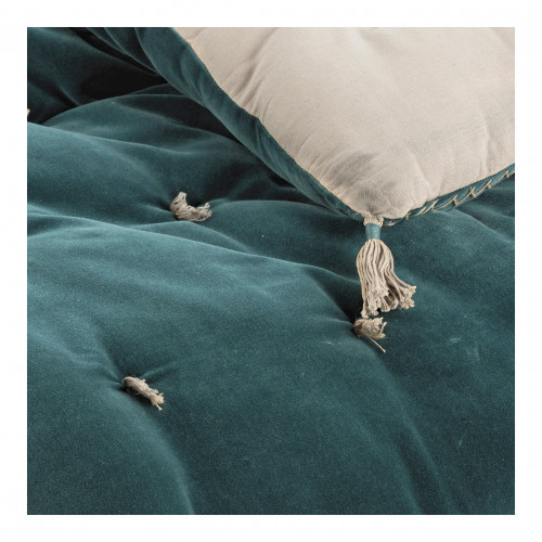 MATTÉO cotton velvet and linen futon - 180 x 80 cm - Petrol