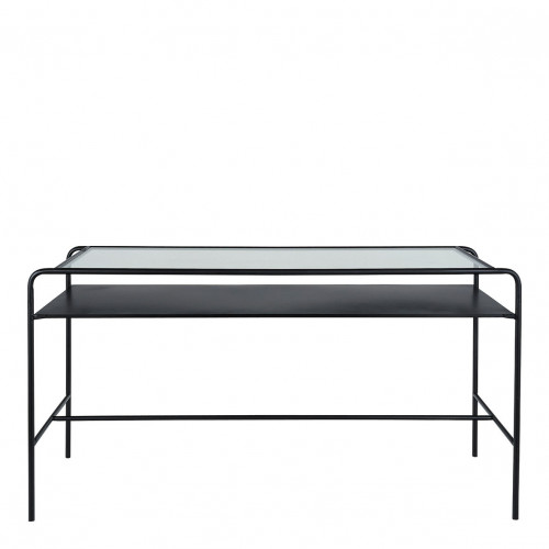 ERNEST black metal desk with glass top