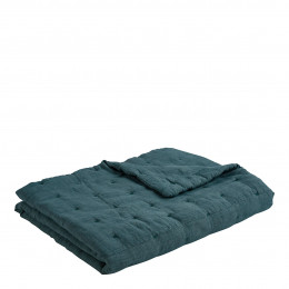 CHLOÉ Bedspread in Washed Linen - 230 x 180 cm - Petrol Blue