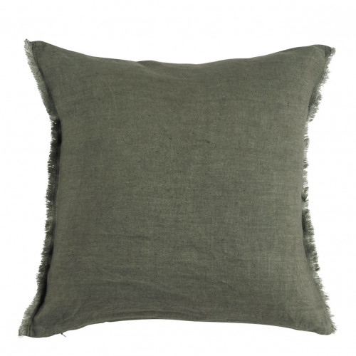 Housse de coussin CHLOÉ en lin lavé - Kaki - 50 x 50 cm