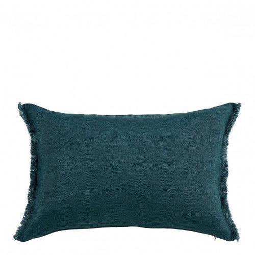 Housse de coussin CHLOÉ en lin lavé - Pétrole - 60 x 40 cm Housse de coussin CHLOÉ en lin lavé - Pétrole - 60 x 40 cm