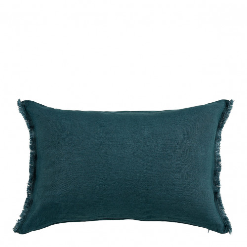 Housse de coussin CHLOÉ en lin lavé - Pétrole - 60 x 40 cm