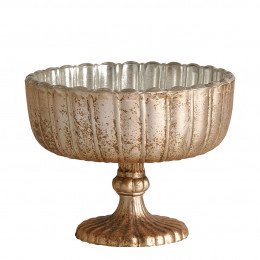 Coupe CÔTELÉE en verre mercurisé argent antique - ⌀ 14 cm
