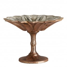 Coupe FLEUR en verre mercurisé argent antique - ⌀ 20 cm