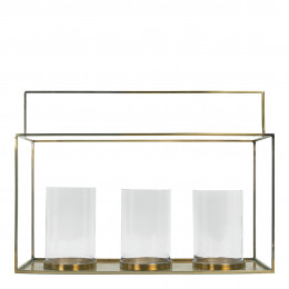 HECTOR 3-glass metal lantern brass finish