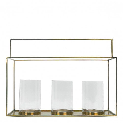 HECTOR 3-glass metal lantern brass finish