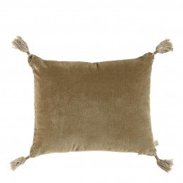 Housse de coussin MATTÉO en velours de coton et lin - Taupe - 30 x 40 cm