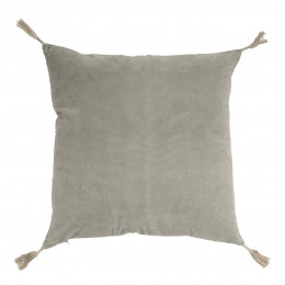 Housse de coussin MATTÉO en velours de coton et lin - Gris - 50 x 50 cm