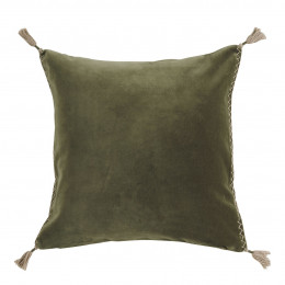 MATTÉO Cushion Cover in Cotton Velvet and Linen - Khaki - 50 x 50 cm