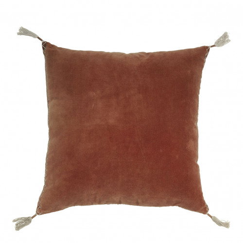 MATTÉO Cushion Cover in Cotton Velvet and Linen - Burnt Orange - 50 x 50 cm
