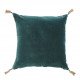 Housse de coussin MATTEO en velours de coton et lin - Pétrole - 50 x 50 cm