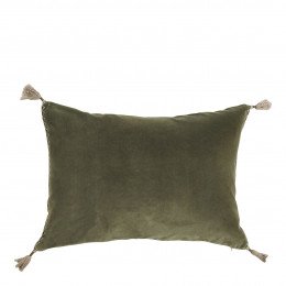 Housse de coussin MATTÉO en velours de coton et lin - Kaki - 60 x 40 cm