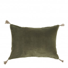 MATTÉO Cushion Cover in Cotton Velvet and Linen - Khaki - 60 x 40 cm