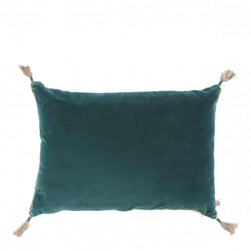 MATTÉO cushion cover in cotton velvet and linen - Petrol - 60 x 40 cm