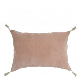 MATTÉO cushion cover in cotton velvet and linen - Pink - 60 x 40 cm
