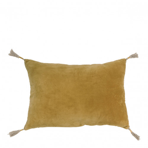 MATTÉO cushion cover in cotton velvet and linen - Saffron - 60 x 40 cm