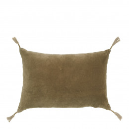 MATTÉO Cushion Cover in Cotton Velvet and Linen - Taupe - 60 x 40 cm