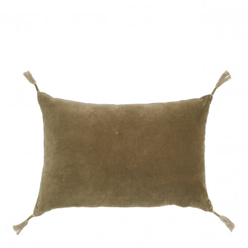 MATTÉO Cushion Cover in Cotton Velvet and Linen - Taupe - 60 x 40 cm