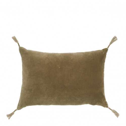 Housse de coussin MATTÉO en velours de coton et lin - Taupe - 60 x 40 cm