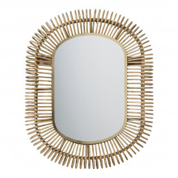 SALOMÉ Oval Rattan and Metal Mirror - Large Model - H. 105 cm