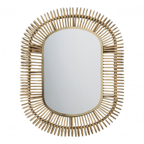 SALOMÉ Oval Rattan and Metal Mirror - Large Model - H. 105 cm