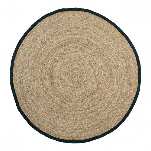 Tapis CERCLE rond en jute ourlé noir - ⌀ 200 cm