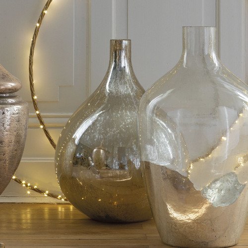 Vase bonbonne JEANNE en verre mercurisé doré