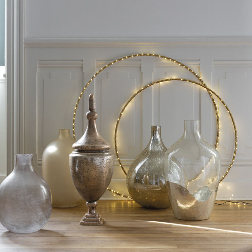 Vase bonbonne JEANNE en verre mercurisé doré