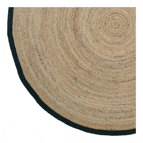 Tapis CERCLE rond en jute ourlé noir - ⌀ 200 cm