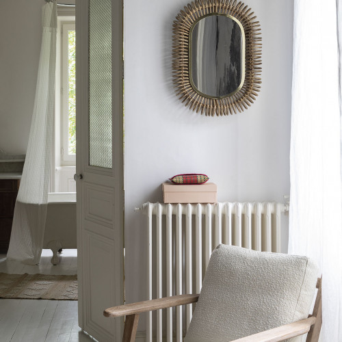 SALOMÉ Oval Rattan and Metal Mirror - Large Model - H. 105 cm