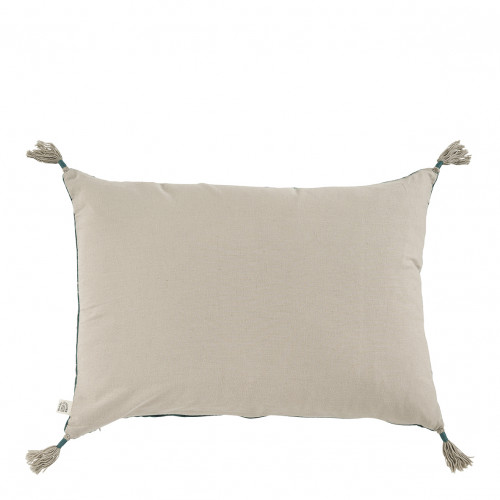 MATTÉO cushion cover in cotton velvet and linen - Petrol - 60 x 40 cm