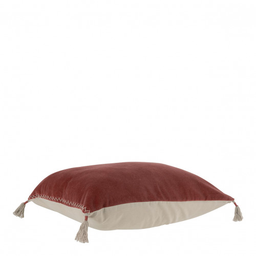 MATTÉO cushion cover in cotton velvet and linen - Terracotta - 50 x 50 cm