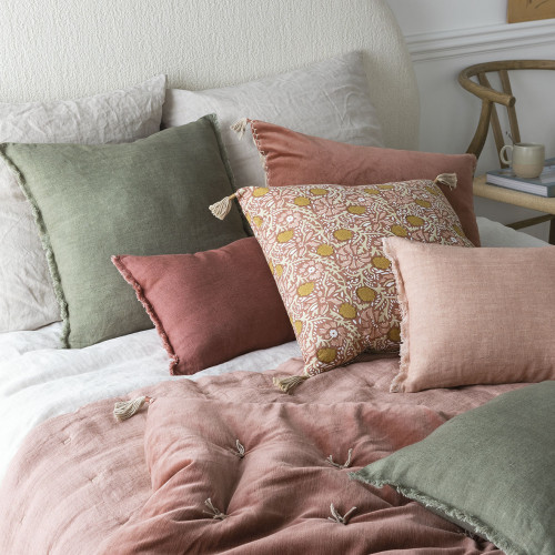 MATTÉO cushion cover in cotton velvet and linen - Terracotta - 50 x 50 cm