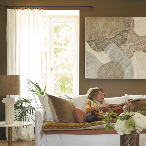 Housse de coussin MATTÉO en velours de coton et lin - Taupe - 50 x 50 cm