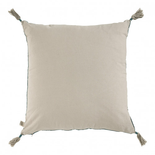 MATTÉO cushion cover in cotton velvet and linen - Petrol - 50 x 50 cm