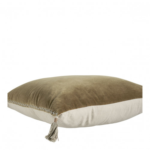 Housse de coussin MATTÉO en velours de coton et lin - Taupe - 30 x 40 cm