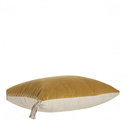 MATTÉO Cushion Cover in Cotton Velvet and Linen - Saffron - 30 x 40 cm