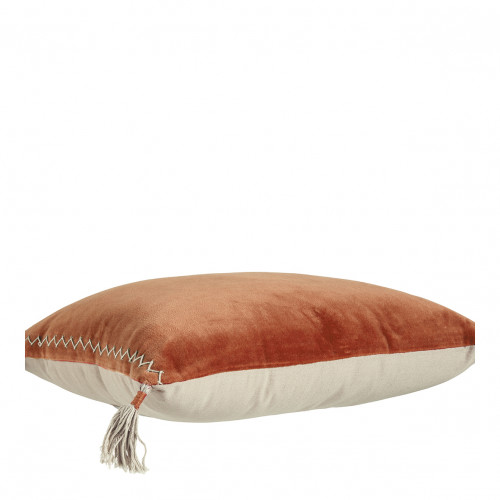 MATTÉO cushion cover in cotton velvet and linen - Burnt orange - 30 x 40 cm