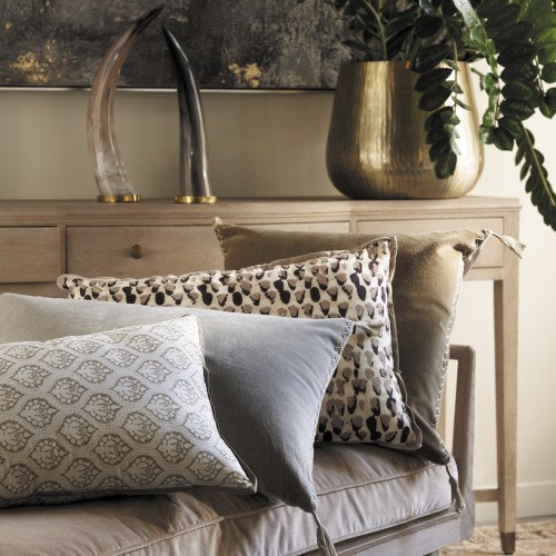 Housse de coussin MATTEO en velours de coton et lin - Gris - 30 x 40 cm