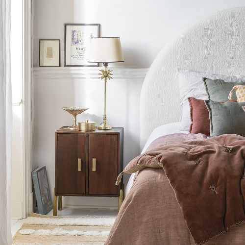 Futon MATTÉO en velours de coton et lin - 180 x 80 cm - Terracotta