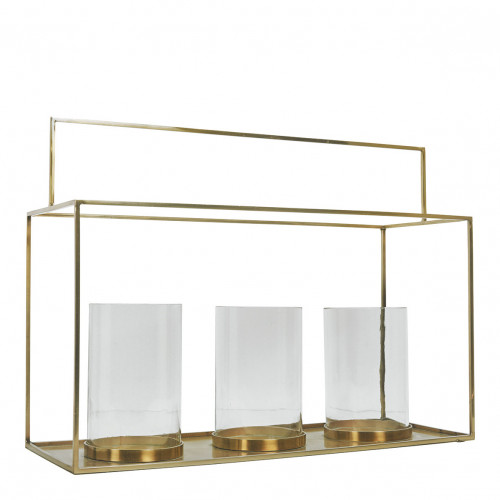 HECTOR 3-glass metal lantern brass finish