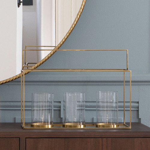 HECTOR 3-glass metal lantern brass finish