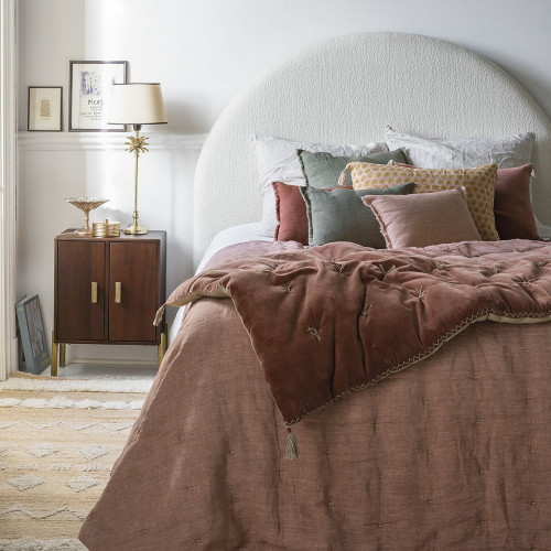 CHLOÉ washed linen bedspread - 230 x 180 cm - Blush